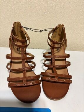 Seychelles Tan Brown Multi-Strap Gladiator Sandals, Size 10